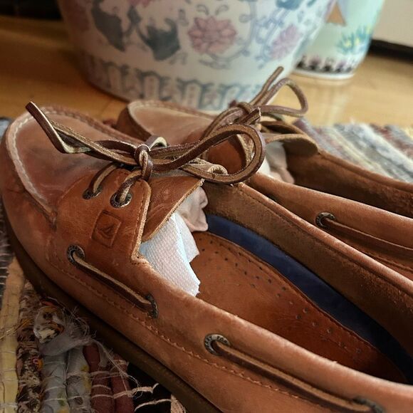 Sperry Top Sider Men's Tan Leather Boat Shoes 9M - Picture 2 of 16